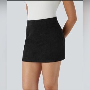 High Waisted Invisible Zipper 2-in-1 A Line Mini Corduroy Casual Skirt